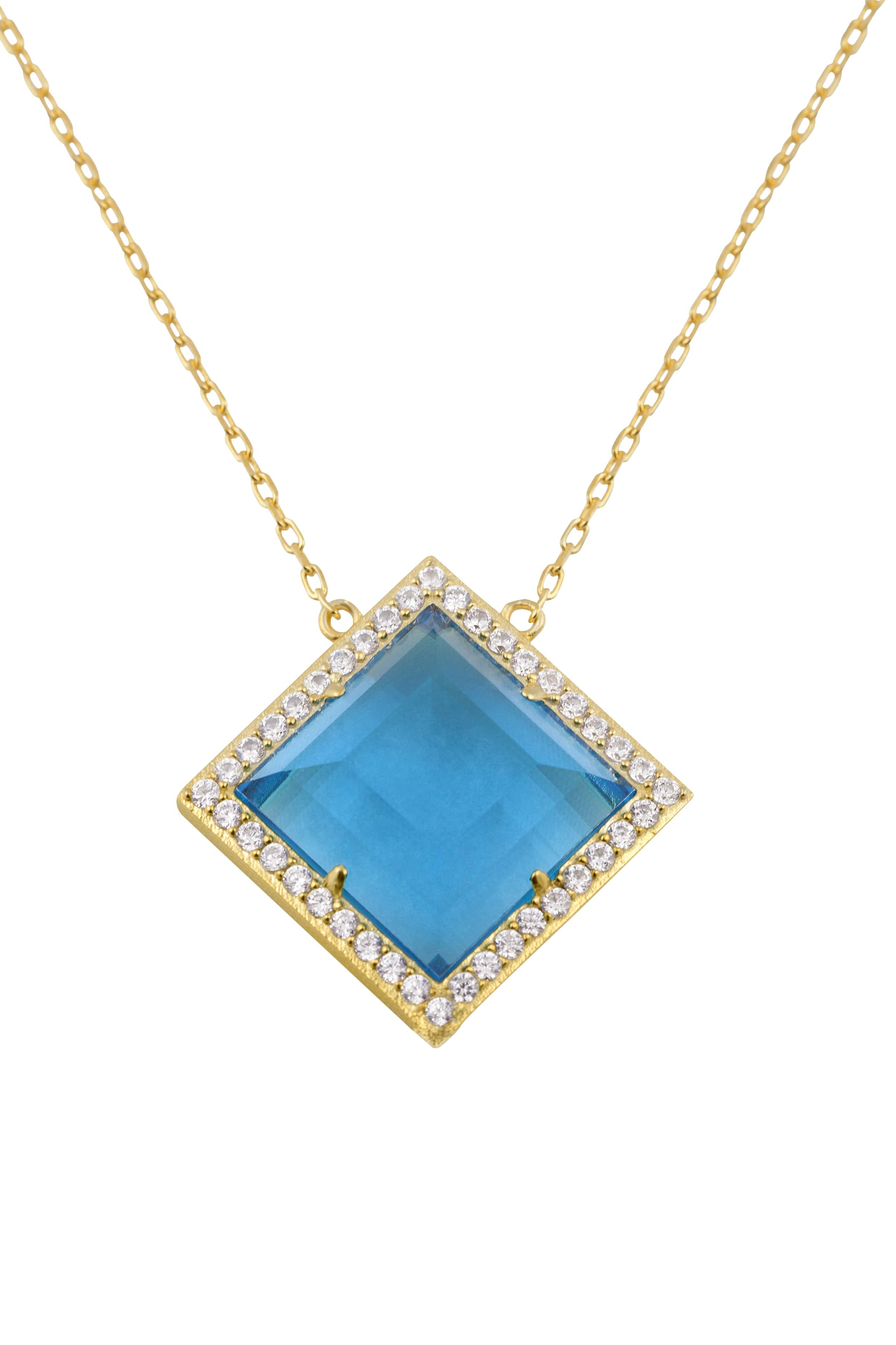 Blue square pendant - Kyvengy jewelry