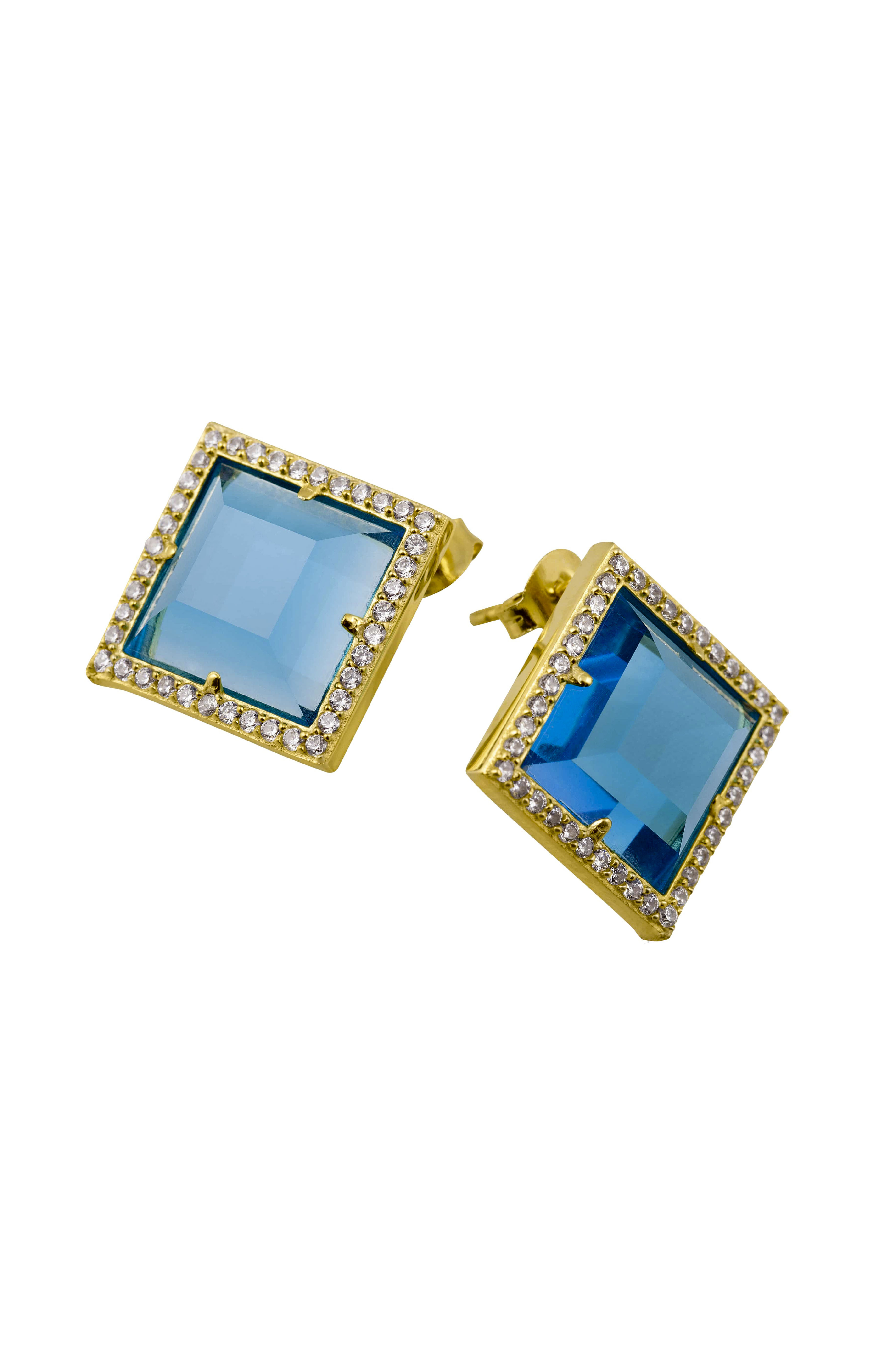 Blue square earrings - Kyvengy jewelry