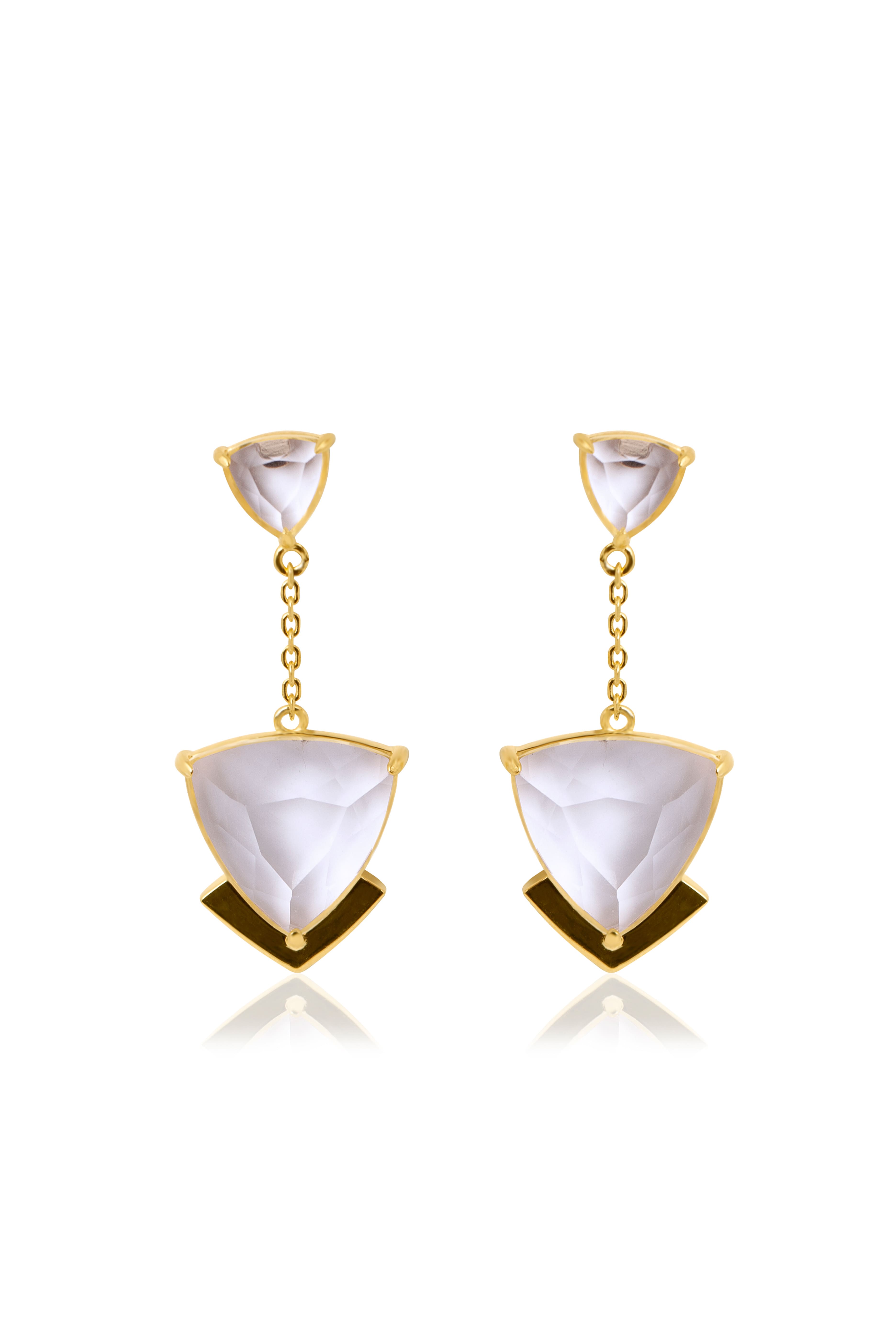 Raw transparent earring plated gold