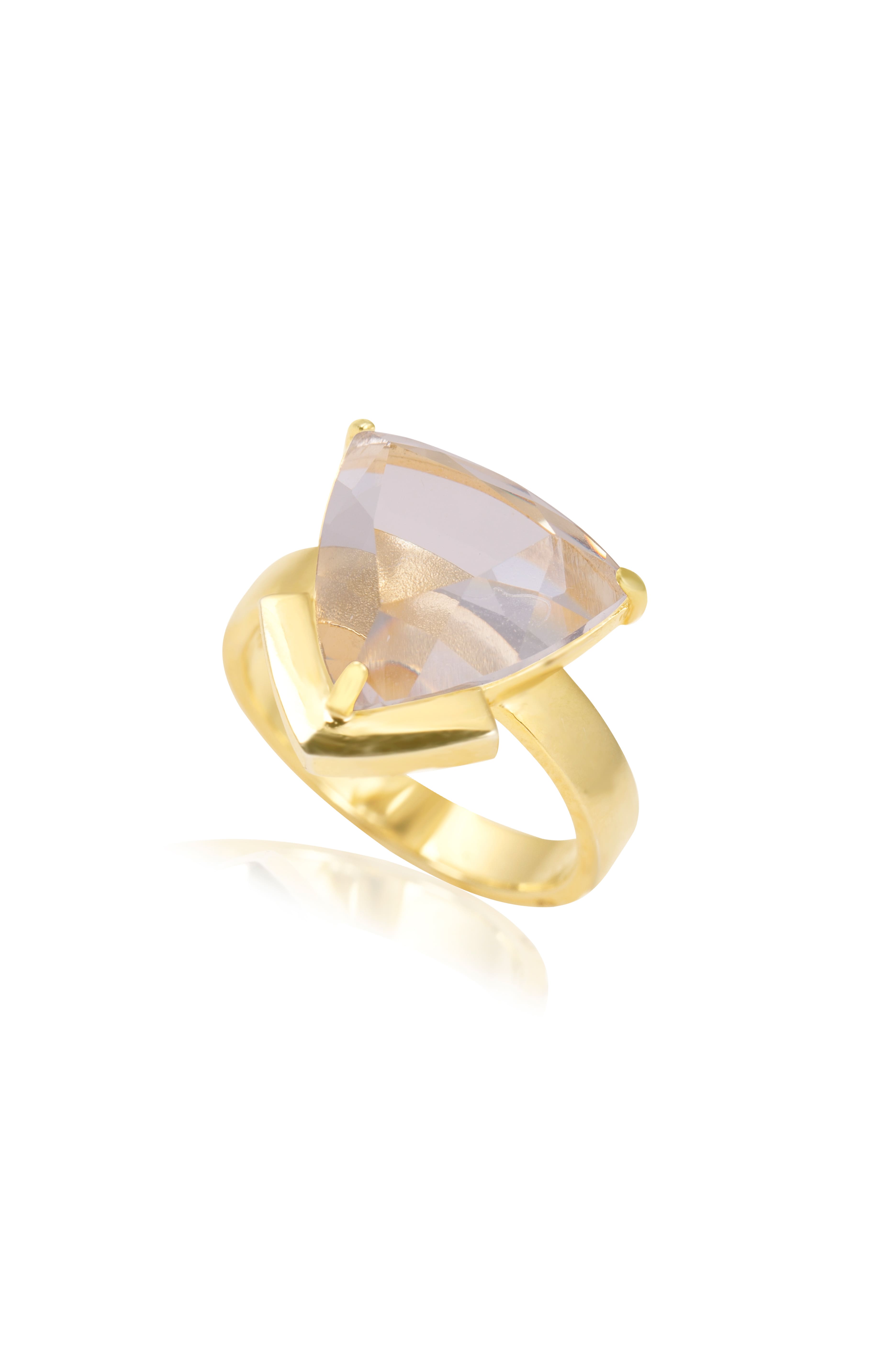 Raw transparent ring plated gold