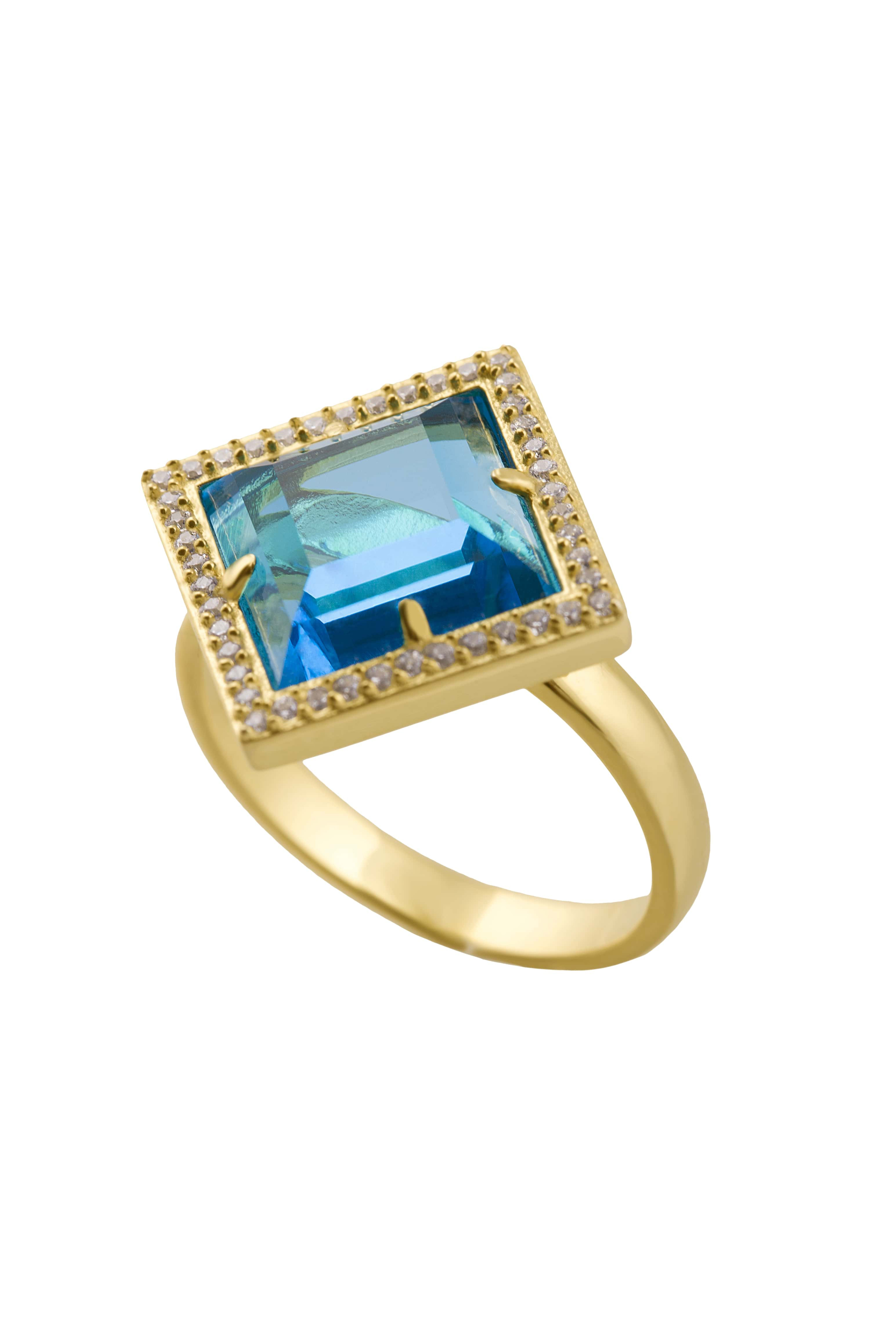 Blue square ring - Kyvengy jewelry