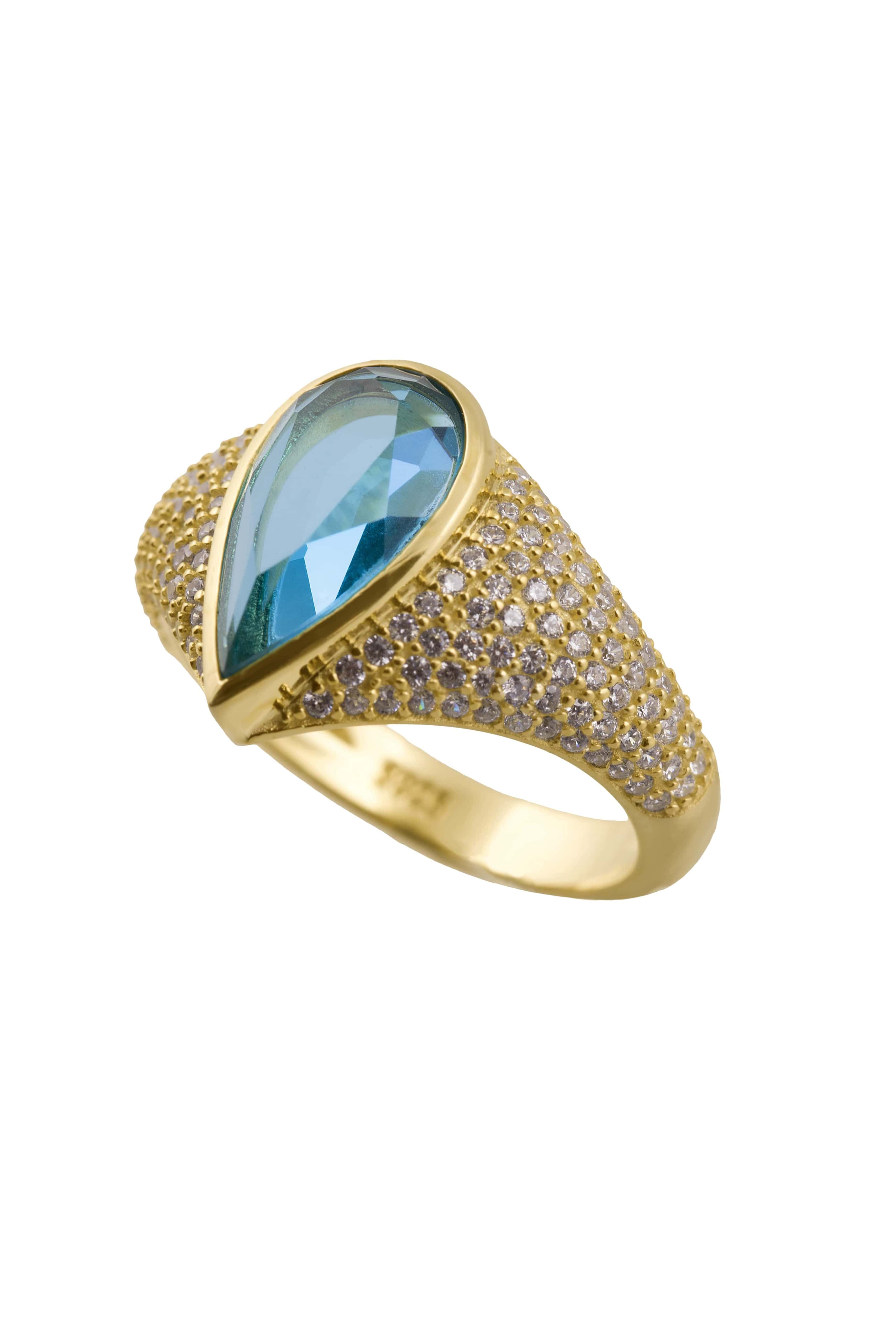 Pure blue tear ring - Kyvengy Jewelry